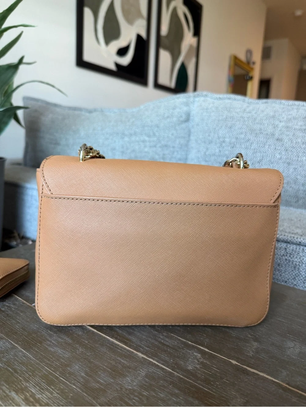 Tory Burch Camel/Tan Chain Crossbody with Matching Wallet